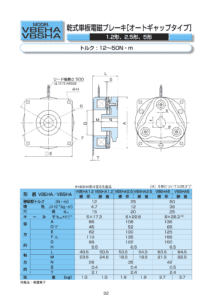 106. VBEHA VBSHA 乾式單板 電磁式 Ogura Clutch 離合器 制動器 規格表