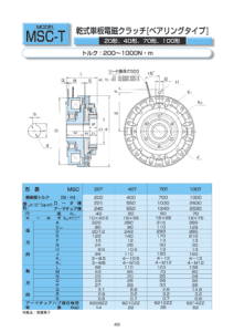 12. MSC T系列 乾式單板 電磁式 Ogura Clutch 離合器 制動器 規格表