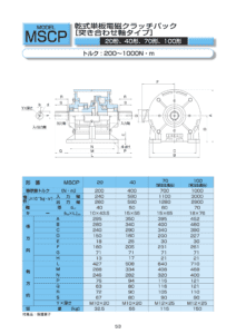 16. MSCP系列 乾式單板 電磁式 Ogura Clutch 離合器 制動器 規格表