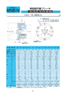 4. MNB系列 無勵磁作動 電磁式 Ogura Clutch 制動器 規格表