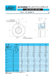 4. MW系列 濕式多板 電磁式 Ogura Clutch 離合器 制動器 規格表 1